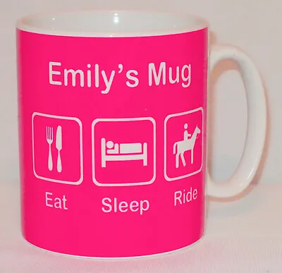 Eat Sleep Ride Mug Can Personalise Great Horse Rider Riding Racing Lover Gift • £10.99