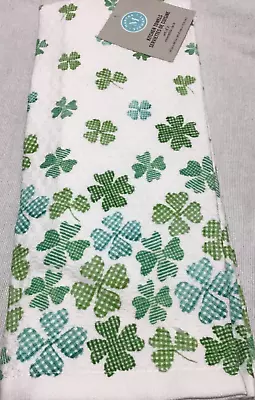 Martha Stewart Kitchen Dish Towels (2) St Patricks Day Shamrock Plaid Cotton Nwt • $12.99