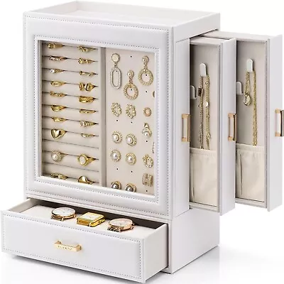 Jewellery Storage Jewellery Cabinet 5 Levels Jewellery Box With Glass Lid Larg • $177.15