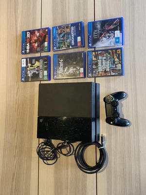 $270 • Buy Sony PlayStation 4 Black 500GB Console - Black With 6 Games 