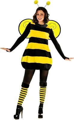 Women`s Bumblebee Costume + Leg Warmers Adult Bumble Bee Queen Fancy Dress S-2XL • £32.99