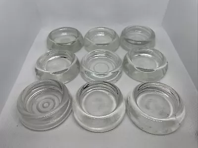 Vintage Clear Glass Furniture Leg Small Coasters Floor Protectors Lot Of 9 • $17.95