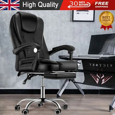 Racing Gaming Chair PC Executive Office Computer Desk Recliner Footrest Massage • £65.99