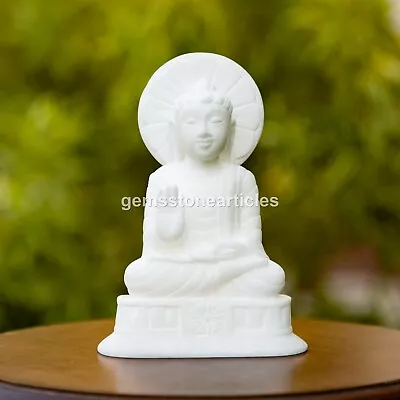 Handmade White Marble Buddha Statue Meditation Ideal Present For Him • $211.20