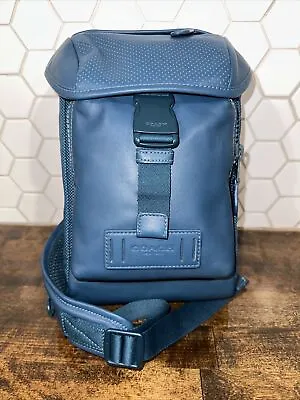 Coach Ranger Reef Blue Leather Mini Crossbody Sling Pack Bag 1946 • $99