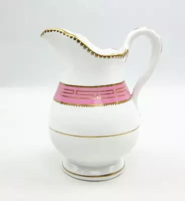 £8 • Buy Antique Victorian 12.5cm Bone China Milk Jug - Pink & Gold Gilt