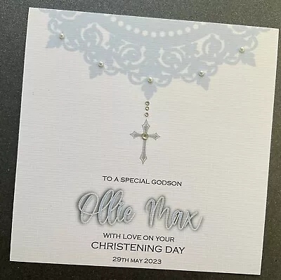 PERSONALISED Christening Baptism Card Grandson Godson Boy • £3.75