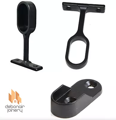 Black Oval Wardrobe Hanging Rail Supports End Sockets And Fittings • £5.98