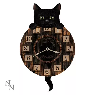 Kitten Tickin' Black Cat Pendulum Wall Clock Gothic Witch Cute Nemesis Now • £22.99