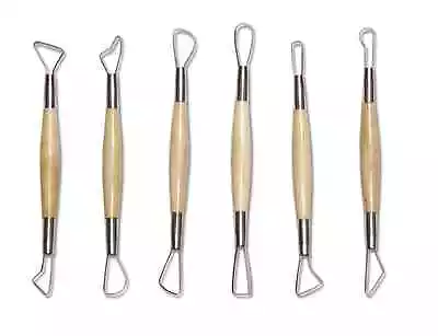 £6.95 • Buy 6 X WOODEN TWIN END RIBBON 6  POTTERY CLAY CERAMIC SCULPTING MODELLING TOOLS