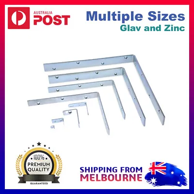 2 X Angle Brackets Shelf Corner Brace Joint Support L Shape Zinc Galvanised AU • $18.95