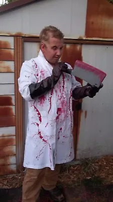 Bloody Butcher Costume Lab Coat Mad Scientist Hostel Cleaver Severed Hand Brains • $42