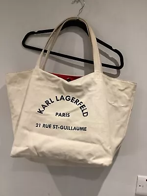 Karl Lagerfeld Bag Beige Cream Red Tote Paris Handbag Bag Used Canvas  • £29.99