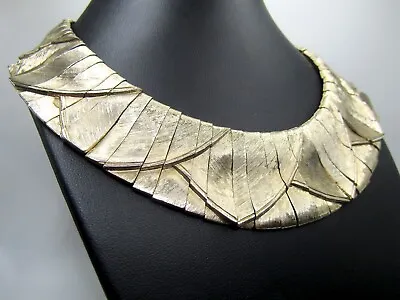 Vintage Les Bernard Collar Necklace Articulated Gold Tone Statement Runway 1960s • $67