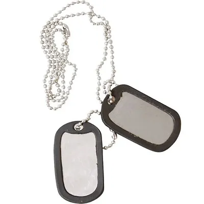 Military Dog Tags Army Id Tag Necklace Mens Boys Soldier Fancy Dress Silencers • £3.99
