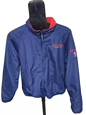 Vintage Red Oak Men's Medium Ole Miss Rebels Colonel Reb Navy Blue Jacket • $55