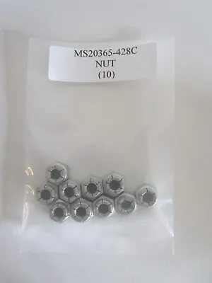MS20365-428C Hex Nut 1/4-28 Steel  - Lot Of 10 • $7.99