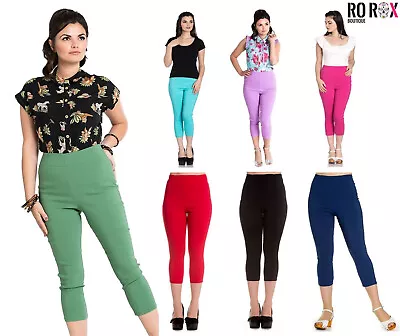 £14 • Buy Hell Bunny Tina Capri Trousers 50's Vintage Retro Style 3/4 Length Pedal Pushers