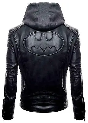 $22.62 • Buy Batman Arkham Super Hero Logo Motorcycle Biker Real Leather Black Men's Jacket