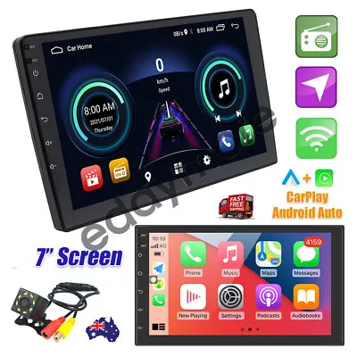 7  Double 2DIN Car Stereo Radio GPS Navi WiFi Android Apple CarPlay Head Unit • $84