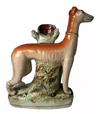 ANTIQUE Staffordshire WHIPPET GREYHOUND Figure Spill Vase 1850s • £284.44