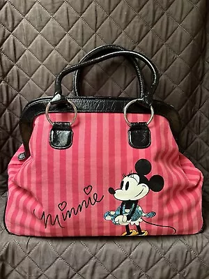 Minnie Mouse Frame Weekender Blue Sequin Pink Striped Tote Purse Disney Bag NIP • $17.99