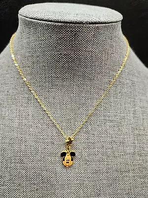 Gold Tone Mickey Mouse Disney AAI Pendant Necklace 16  Inches Long  • $11.99