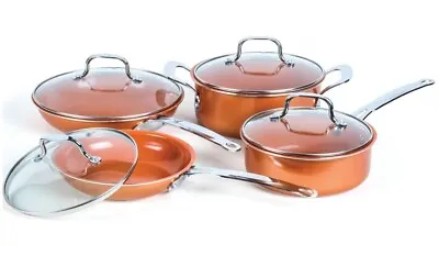 $47.49 • Buy 8-Piece Copper Induction Ceramic Nonstick Coating Alum/Stainless Cookware Set