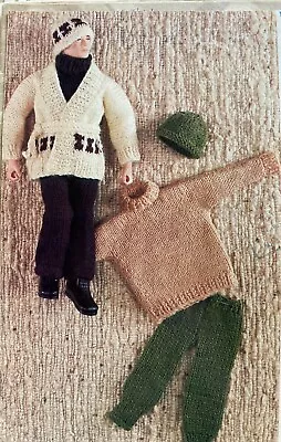 Action Man Knitting Pattern Belted Jacket Hat 2 Trousers Jumper  • £2.89