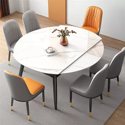 130CM Solid Stone Dining Table Extendable Round Kitchen Living Room Dining Table • $719.95