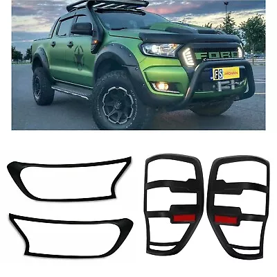 $65.99 • Buy Black Front Rear Light Cover For Ford Ranger T6 T7 PX PX2 PX3 2015-2021 Wildtrak