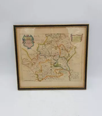 Antique 17th Century Richard Blome Coloured Map Of Hartfordshire (Hertfordshire) • £101.39