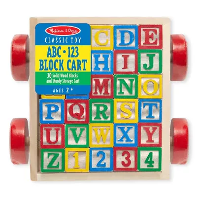 NEW In Package Melissa & Doug ABC 123 Wood Block Cart • $15.99