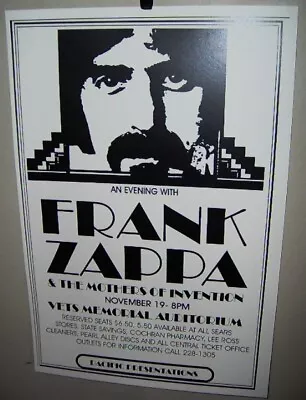 FRAN ZAPPA & The Mothers Of Invention An Evening With Concert Show Poster RP • $30