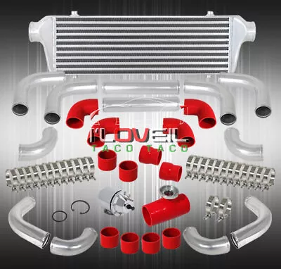 Fmic Intercooler + Chrome Sqv Style BOV + Red Couplers Hoses + Aluminum Piping • $254.99
