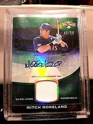 2012 Mitch Moreland #49/50 Topps Triple Threads  Auto  Relic. Game Used. • $35