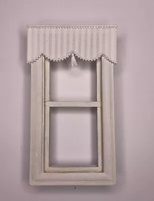 Dollhouse Curtains - Shade - White On White Stripe With Tassel - 3   Wide • $5.95