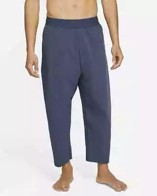 Nike Yoga Dri Fit Trousers Cropped Pants Size S Joggers Navy Mens DD2118 437 • $71.99