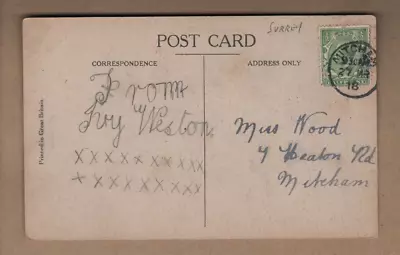 Mitcham Surrey - Single Circle Postmark 1918 - Roses Greetings • $3.78