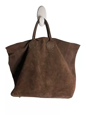 J Crew Suede Large Tote Bag Purse Chocolate Brown W/ Matching Zipper Clutch  • $70