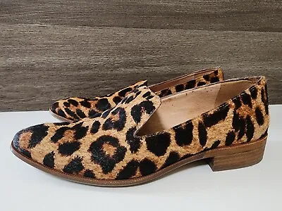 Madewell Frances 7.5 Leopard Print Calf Hair Skimmer Loafer Slip On Flats Shoes • $44.99