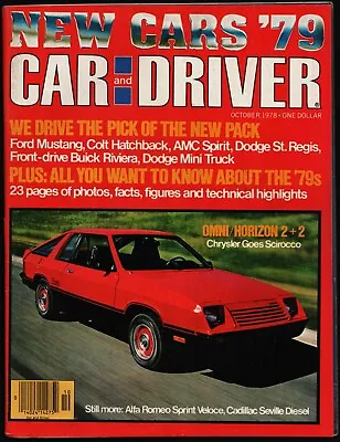 October 1978 Car & Driver Magazine Dodge Omni/plymouth Horizon 2+2 Mustang • $4