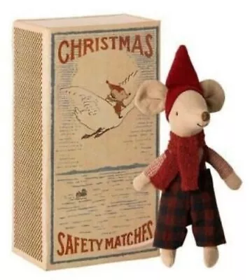 New Maileg Christmas Mouse Boy In A Box Big Brother & Bedding Discontinued NIB • $69