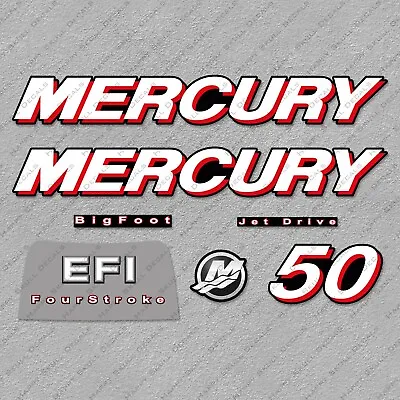 Mercury 50 Hp Four Stroke EFI 2006-2010 Set Outboard Engine Decals Sticker • $49.49