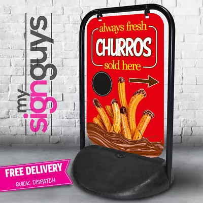 Churros A Board Pavement Sign Aboard Cafe Catering Trailer Swinger 2 Kiosk • £105.99