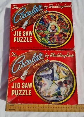 Two Wadingtons Circular Jigsaw Puzzles - Vintage Steam Trains & Shakespeare  • £20