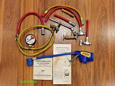 IDQ Auto A/C Recharge Reusable R-134a Gauge And Hose Kit + Misc Adapters? • $15.95