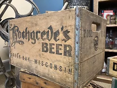 Vintage Wooden Beer Crate Hochgreve’s Brewing Green Bay Wisconsin Wood Box • $128.46