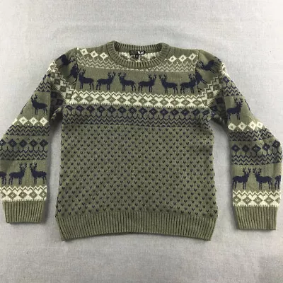 Pretty Vacant Womens Wool Sweater Size S Green Christmas Dot Knit Jumper • $20.98