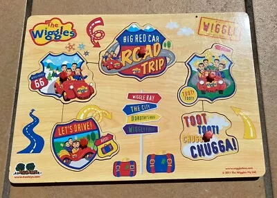 C2011 THE WIGGLES Big Red Car Road Trip Wooden Peg Puzzle Game Toy • $27.50